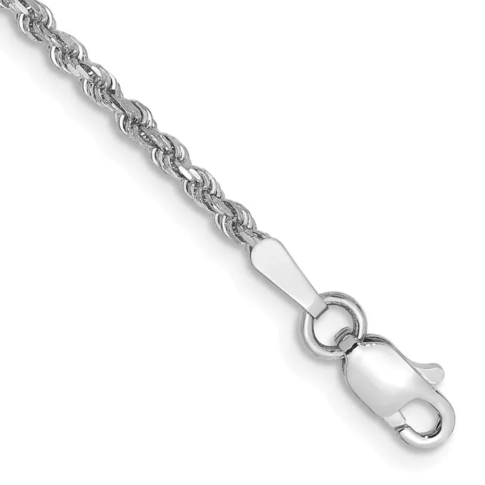 Rings TreasureFineJewelers 14K White Gold 10 inch 175mm Diamondcut Rope with Lobster Clasp Anklet