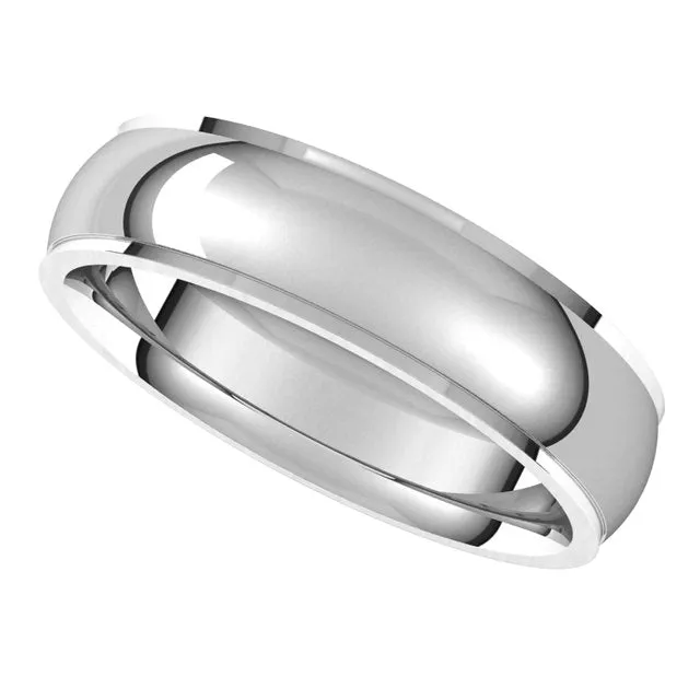Rings TreasureFineJewelers 14K White Gold 5 mm Half Round Edge Comfort Fit Wedding Band