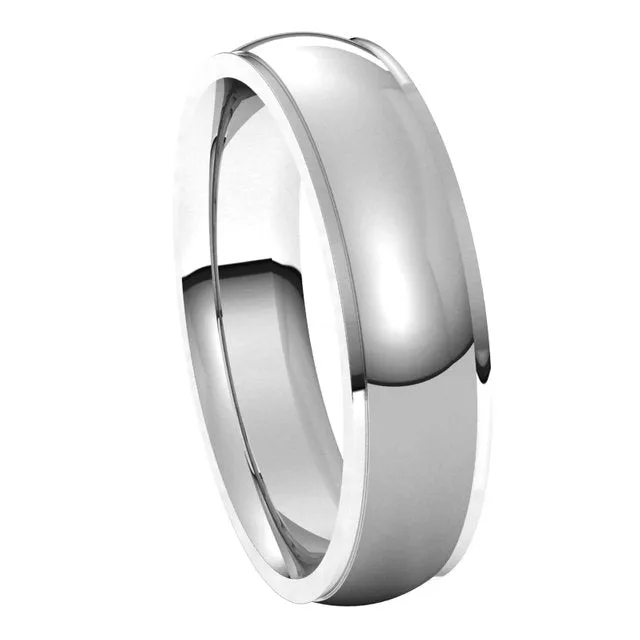 Rings TreasureFineJewelers 14K White Gold 5 mm Half Round Edge Comfort Fit Wedding Band