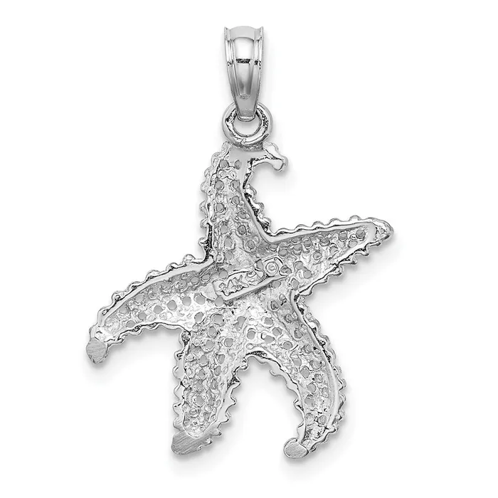 Rings TreasureFineJewelers 14k White Gold Polished OpenBacked Starfish Pendant