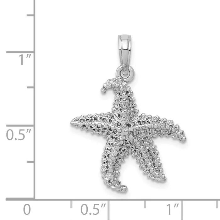 Rings TreasureFineJewelers 14k White Gold Polished OpenBacked Starfish Pendant