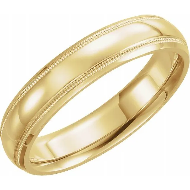 Rings TreasureFineJewelers 18K Yellow Gold 4 mm Half Round ComfortFit Band With Milgrain Rings TreasureFineJewelers 18K Yellow Gold 4 mm Half Round ComfortFit Band With Milgrain