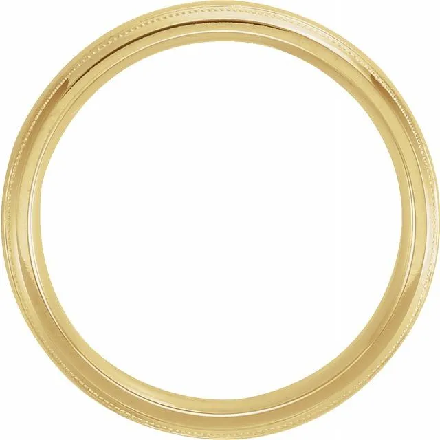 Rings TreasureFineJewelers 18K Yellow Gold 4 mm Half Round ComfortFit Band With Milgrain