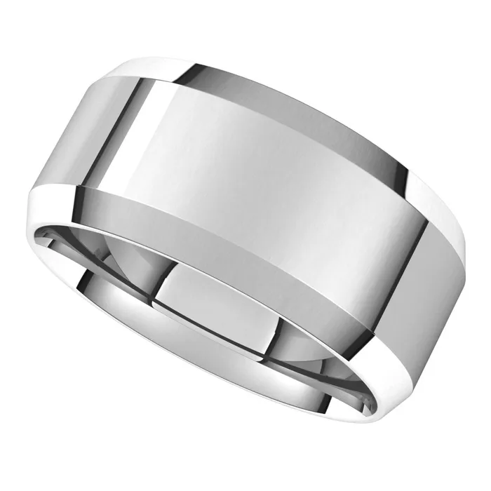 Rings TreasureFineJewelers Sterling Silver 9 mm Beveled Edge Comfort Fit Light Band