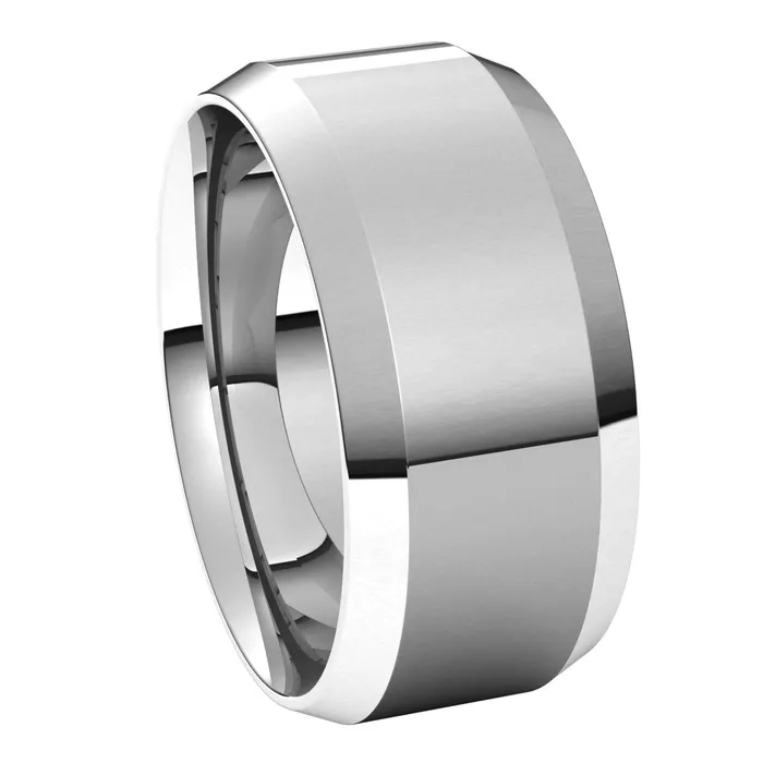 Rings TreasureFineJewelers Sterling Silver 9 mm Beveled Edge Comfort Fit Light Band