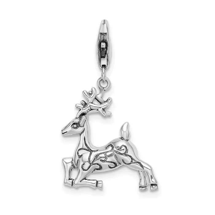 Rings TreasureFineJewelers Sterling Silver Amore La Vita Rhodiumplated Polished 3D Reindeer Charm Rings TreasureFineJewelers Sterling Silver Amore La Vita Rhodiumplated Polished 3D Reindeer Charm