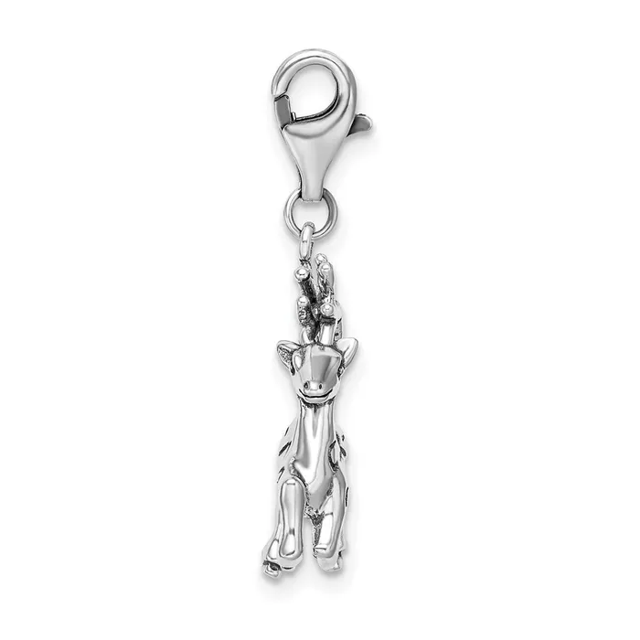 Rings TreasureFineJewelers Sterling Silver Amore La Vita Rhodiumplated Polished 3D Reindeer Charm