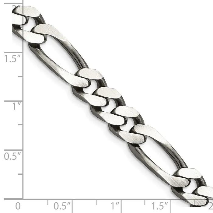 Rings TreasureFineJewelers Sterling Silver Antiqued 9mm Figaro Chain
