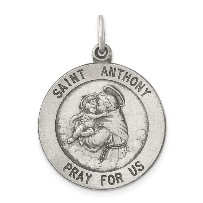 Rings TreasureFineJewelers Sterling Silver Antiqued Saint Anthony Medal