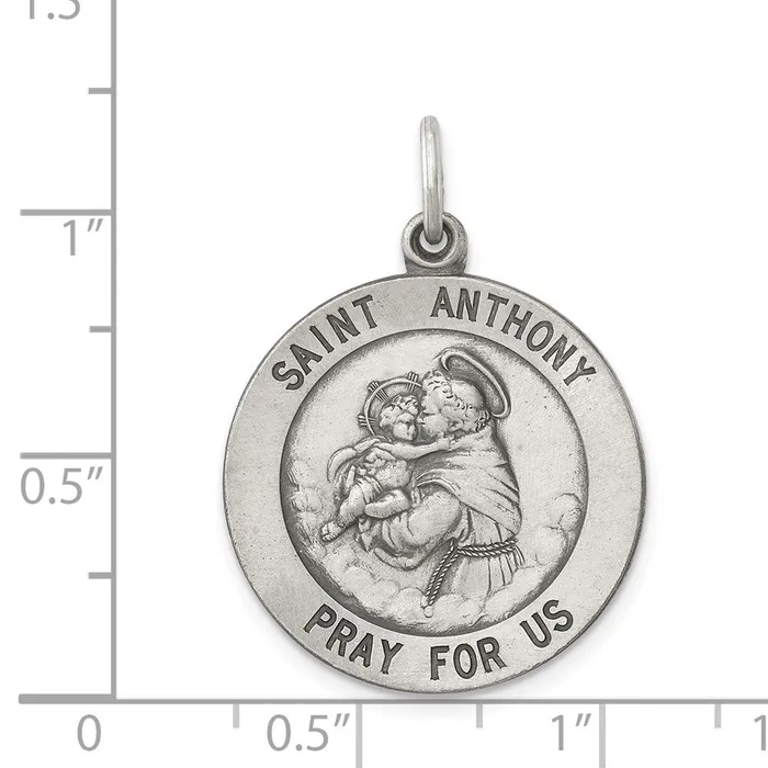 Rings TreasureFineJewelers Sterling Silver Antiqued Saint Anthony Medal