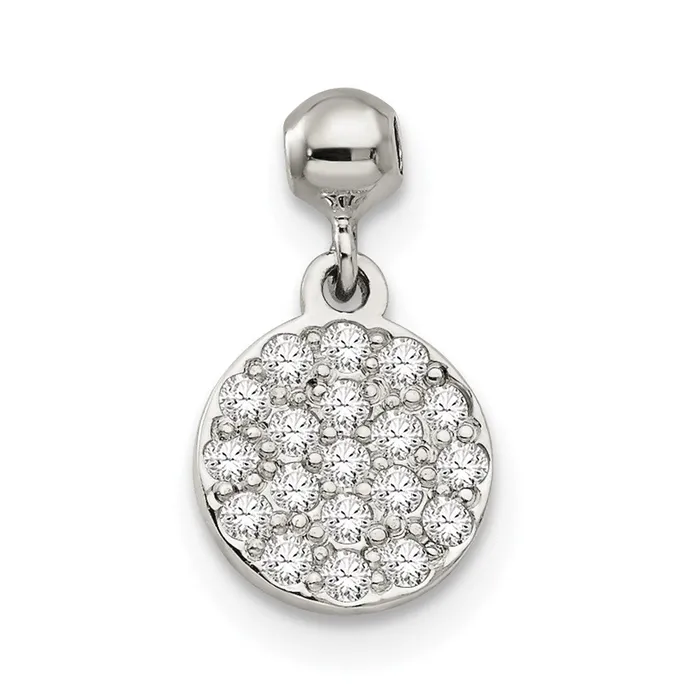Rings TreasureFineJewelers Sterling Silver Mio Memento CZ Dangle Circle Charm Rings TreasureFineJewelers Sterling Silver Mio Memento CZ Dangle Circle Charm