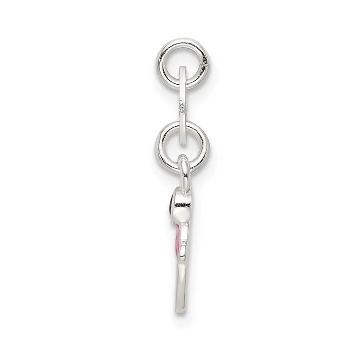 Rings TreasureFineJewelers Sterling Silver Polished and Enameled Cupcake wGarnet Charm
