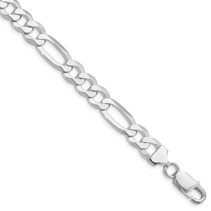 Rings TreasureFineJewelers Sterling Silver Rhodiumplated 85mm Lightweight Flat Figaro Chain