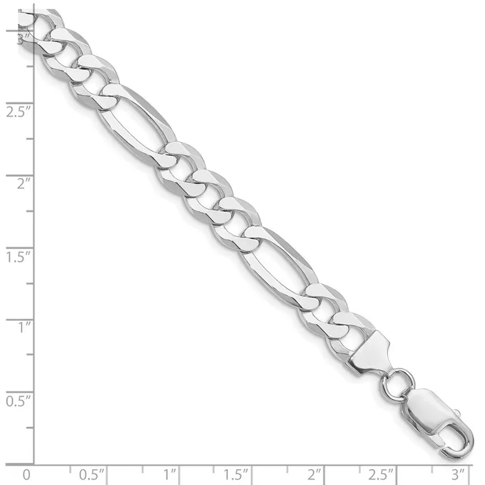 Rings TreasureFineJewelers Sterling Silver Rhodiumplated 85mm Lightweight Flat Figaro Chain