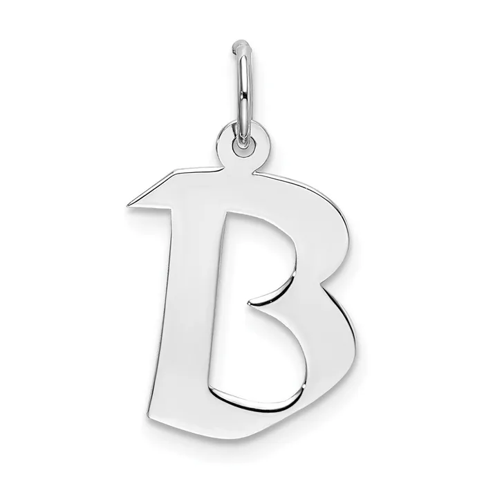 Rings TreasureFineJewelers Sterling Silver Rhodiumplated Artisan Block Letter B Initial Charm