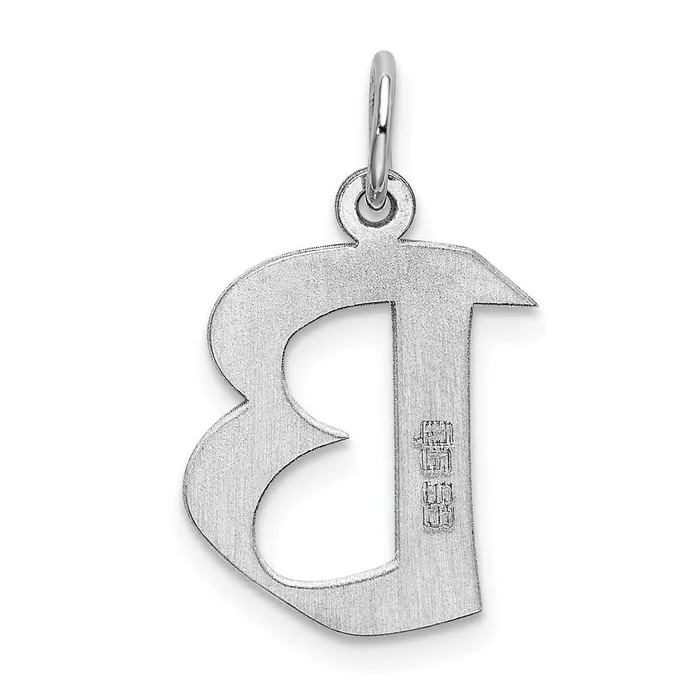 Rings TreasureFineJewelers Sterling Silver Rhodiumplated Artisan Block Letter B Initial Charm