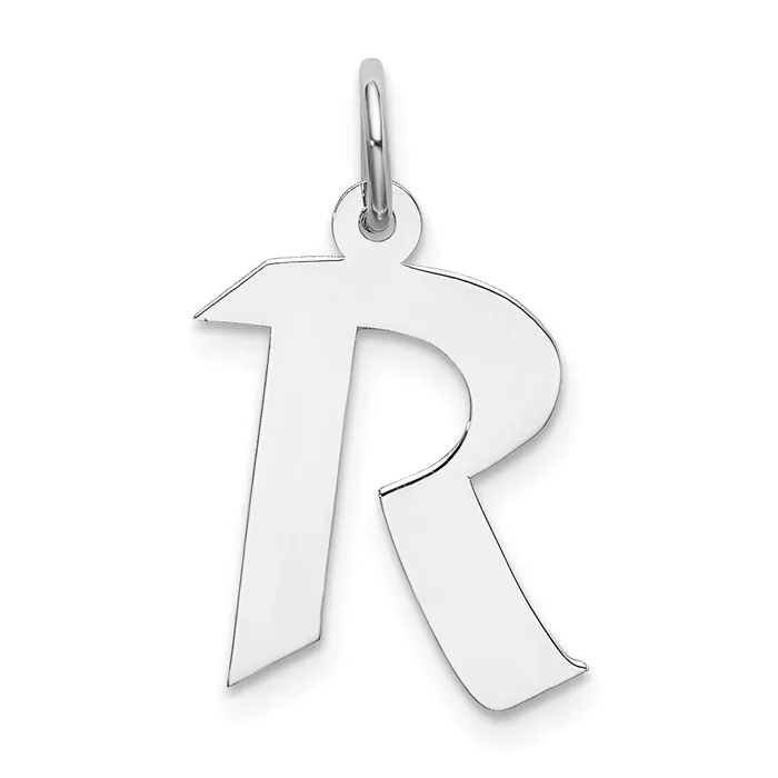 Rings TreasureFineJewelers Sterling Silver Rhodiumplated Artisan Block Letter R Initial Charm