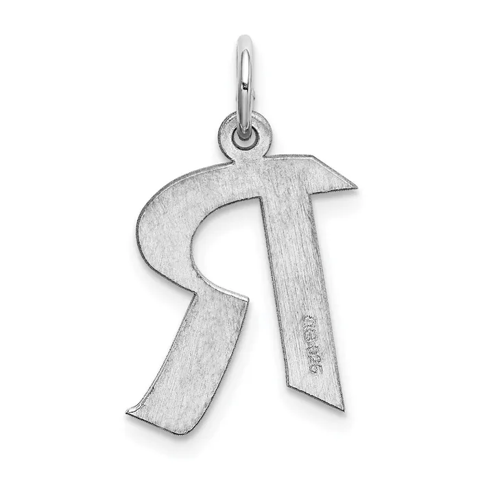 Rings TreasureFineJewelers Sterling Silver Rhodiumplated Artisan Block Letter R Initial Charm