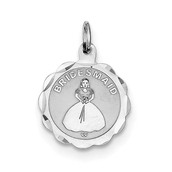 Rings TreasureFineJewelers Sterling Silver Rhodiumplated Bridesmaid Disc Charm