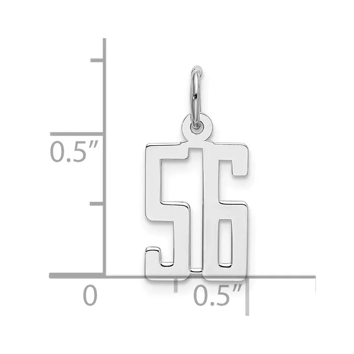 Rings TreasureFineJewelers Sterling SilverRhodiumplated Elongated Number 56 Charm