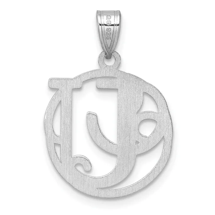 Small Sterling Silver Rhodiumplated Fancy Script Letter U Initial Pendant TreasureFineJewelers Necklaces
