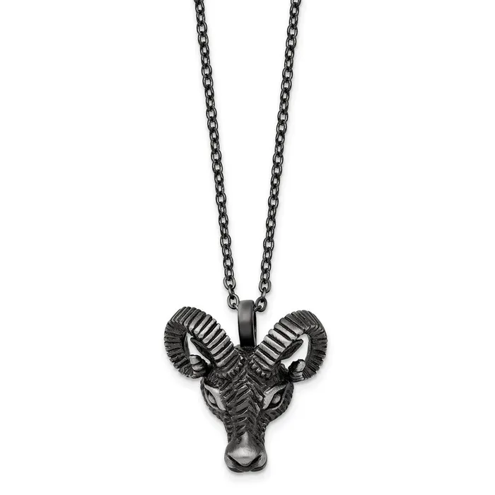 Stainless Steel Antiqued White Bronzeplated Rams Head Necklace TreasureFineJewelers Necklaces Stainless Steel Antiqued White Bronzeplated Rams Head Necklace TreasureFineJewelers Necklaces