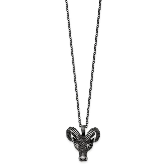 Stainless Steel Antiqued White Bronzeplated Rams Head Necklace TreasureFineJewelers Necklaces