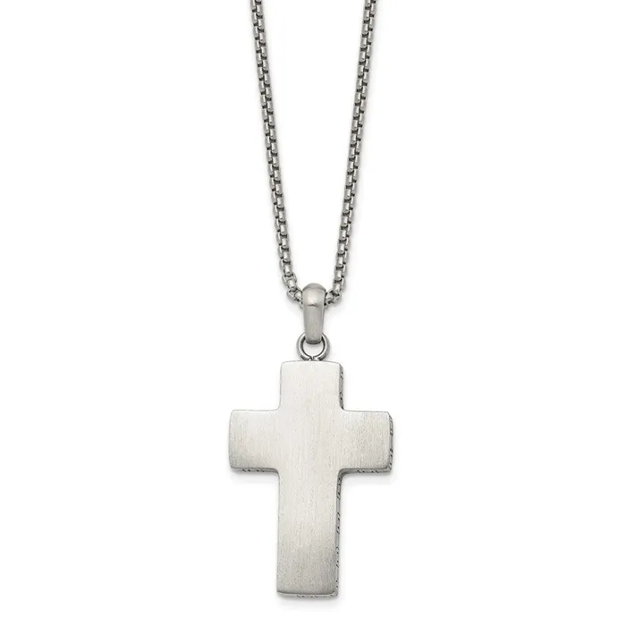 Stainless Steel Brushed Black Oxidized Cross 1975in Necklace TreasureFineJewelers Necklaces