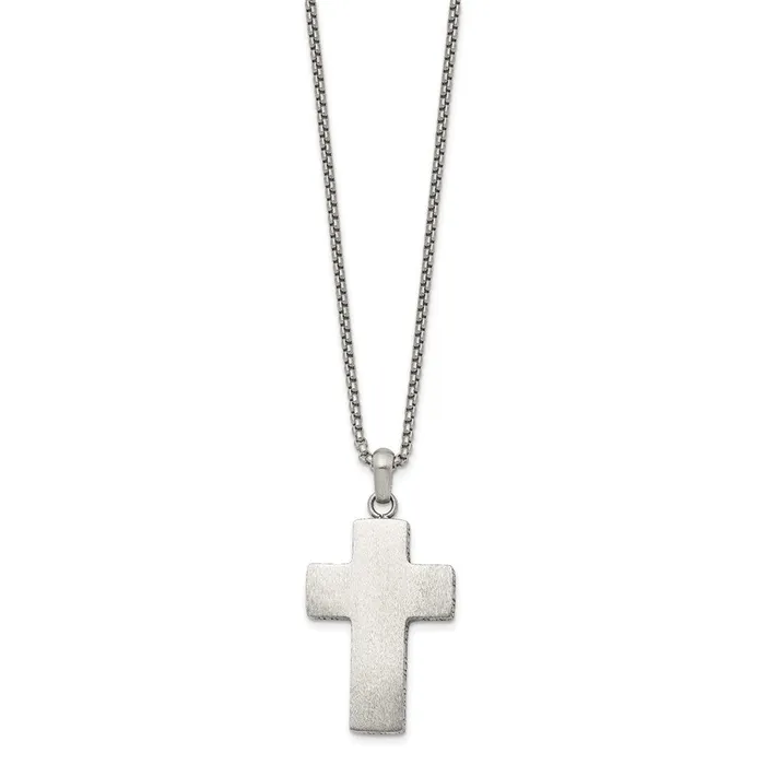 Stainless Steel Brushed Black Oxidized Cross 1975in Necklace TreasureFineJewelers Necklaces