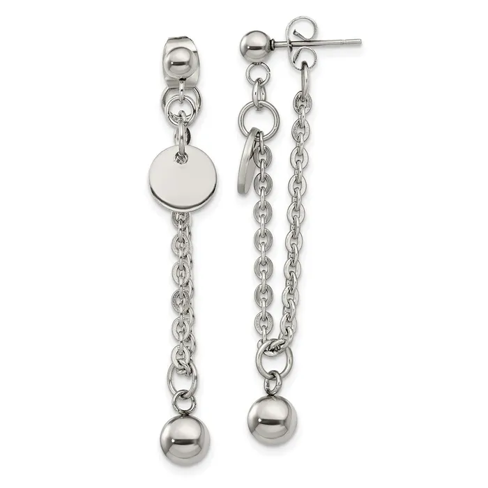 Stainless Steel Polished Chain Front and Back Post Dangle Earrings TreasureFineJewelers Earrings Stainless Steel Polished Chain Front and Back Post Dangle Earrings TreasureFineJewelers Earrings