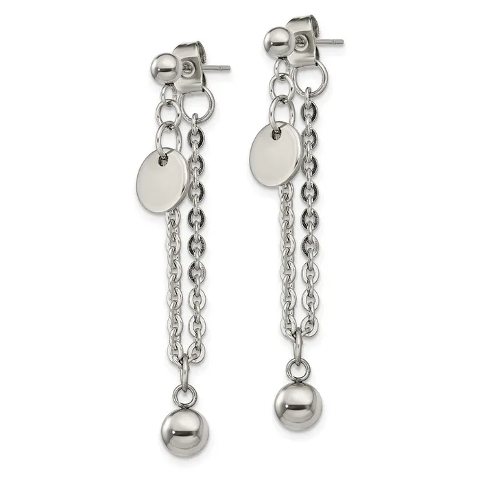 Stainless Steel Polished Chain Front and Back Post Dangle Earrings TreasureFineJewelers Earrings