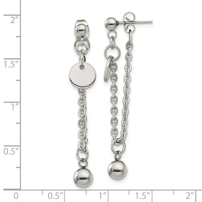 Stainless Steel Polished Chain Front and Back Post Dangle Earrings TreasureFineJewelers Earrings