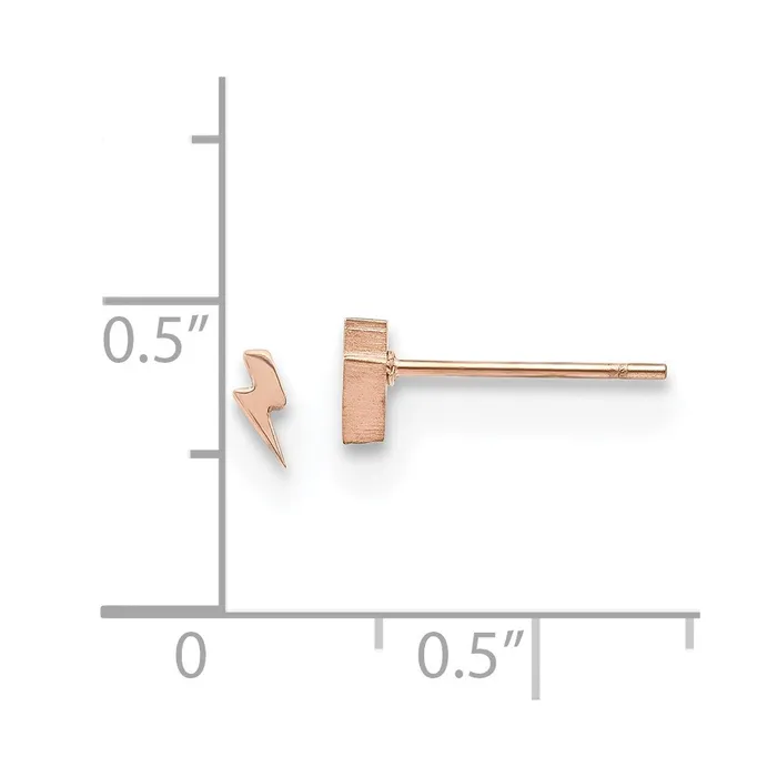 Stainless Steel Polished Rose IPplated Lightning Bolt Post Earrings TreasureFineJewelers Earrings
