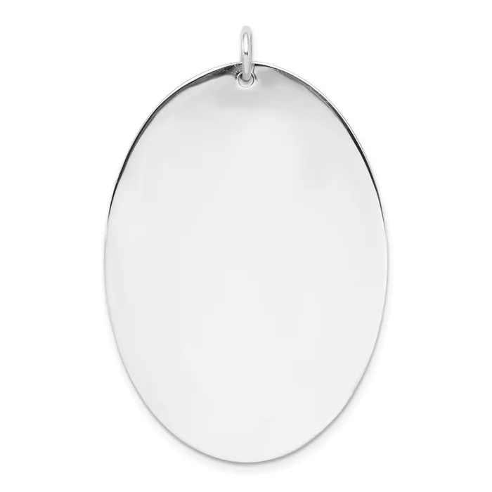 Sterl Silver Rhplt Engraveable Oval Polished FrontSatin Back Disc Charm TreasureFineJewelers Charm Necklaces Sterl Silver Rhplt Engraveable Oval Polished FrontSatin Back Disc Charm TreasureFineJewelers Charm Necklaces