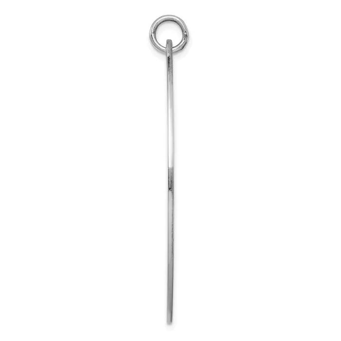 Sterl Silver Rhplt Engraveable Oval Polished FrontSatin Back Disc Charm TreasureFineJewelers Charm Necklaces