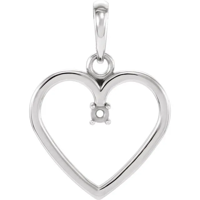 Sterling Silver 2 mm Heart Pendant Mounting TreasureFineJewelers Necklaces Sterling Silver 2 mm Heart Pendant Mounting TreasureFineJewelers Necklaces