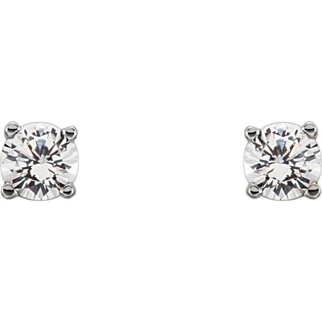 Sterling Silver 3 mm Round Imitation Diamond Youth Birthstone Earrings TreasureFineJewelers Earrings