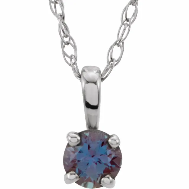 Sterling Silver 3 mm Round June Imitation Alexandrite Youth Birthstone 14 Necklace TreasureFineJewelers Necklaces Sterling Silver 3 mm Round June Imitation Alexandrite Youth Birthstone 14 Necklace TreasureFineJewelers Necklaces