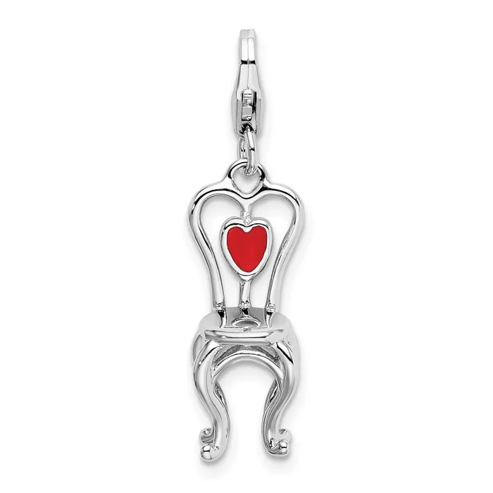 Sterling Silver Amore La Vita Rhodpl 3D Enameled Chair Heart Charm TreasureFineJewelers Rings Sterling Silver Amore La Vita Rhodpl 3D Enameled Chair Heart Charm TreasureFineJewelers Rings