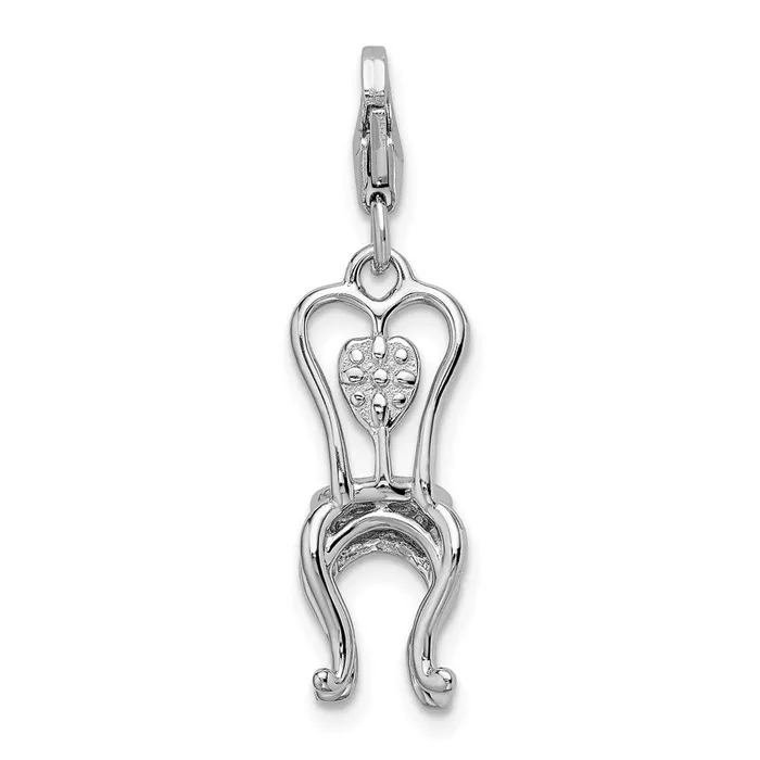 Sterling Silver Amore La Vita Rhodpl 3D Enameled Chair Heart Charm TreasureFineJewelers Rings