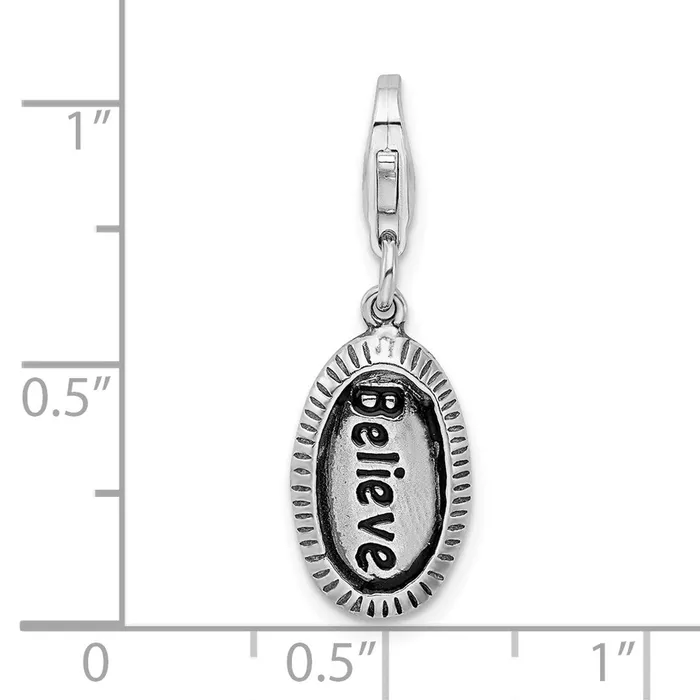 Sterling Silver Amore La Vita Rhodiumpl Antiqued Polished BELIEVE Charm TreasureFineJewelers Rings