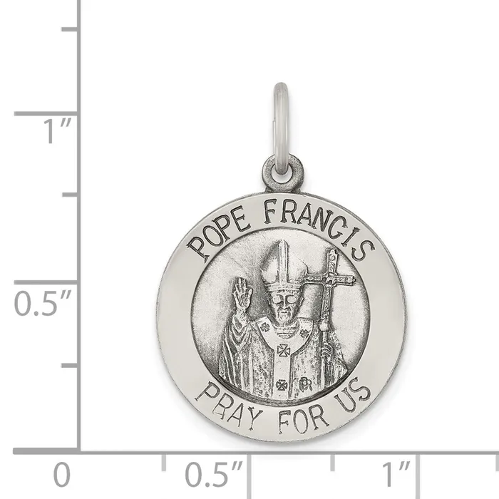 Sterling Silver Antiqued and Brushed Pope Francis Medal TreasureFineJewelers Rings