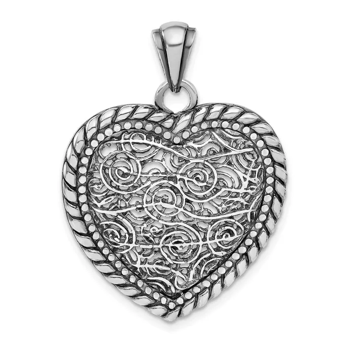 Sterling Silver Antiqued Swirl Heart Pendant TreasureFineJewelers Necklaces Sterling Silver Antiqued Swirl Heart Pendant TreasureFineJewelers Necklaces