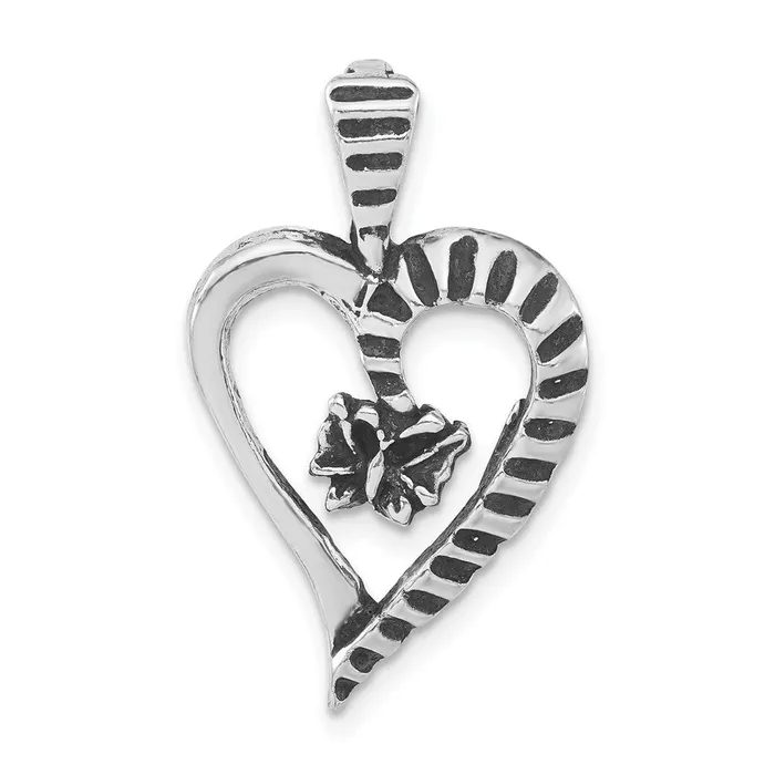 Sterling Silver Antiqued Textured Cutout Heart Butterfly Pendant TreasureFineJewelers Necklaces Sterling Silver Antiqued Textured Cutout Heart Butterfly Pendant TreasureFineJewelers Necklaces