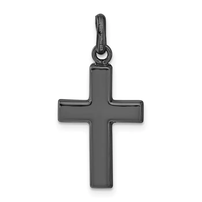 Sterling Silver Black Ceramic Red Swarovski Crystal Cross Pendant TreasureFineJewelers Necklaces