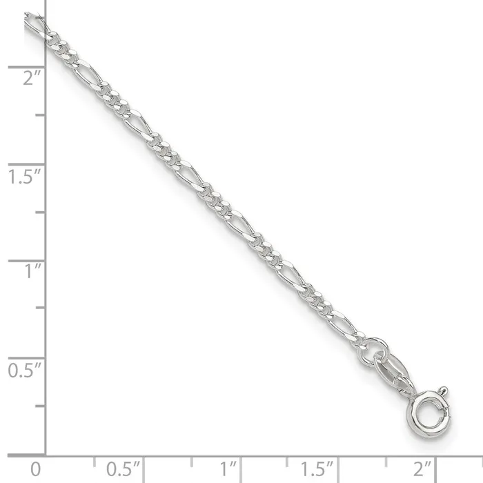 Sterling Silver Diamond Cut Polished Figaro 9in Plus 1in ext Anklet TreasureFineJewelers Rings