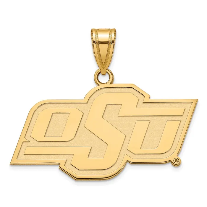 Sterling Silver Goldplated Oklahoma State University OSU Medium Pendant TreasureFineJewelers Necklaces Sterling Silver Goldplated Oklahoma State University OSU Medium Pendant TreasureFineJewelers Necklaces