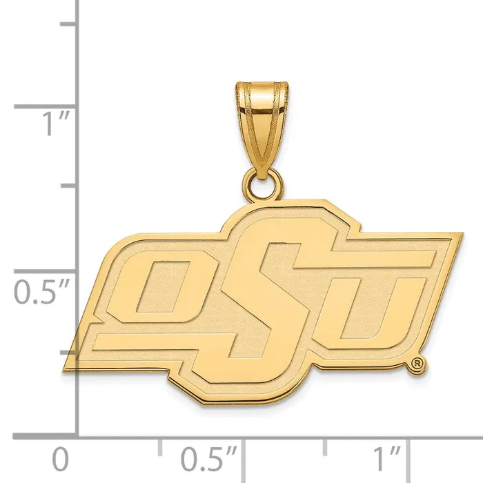 Sterling Silver Goldplated Oklahoma State University OSU Medium Pendant TreasureFineJewelers Necklaces
