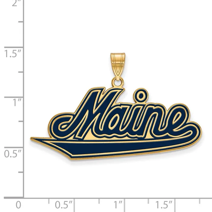 Sterling Silver Goldplated University of Maine Extra Large Enameled Pendant TreasureFineJewelers Necklaces
