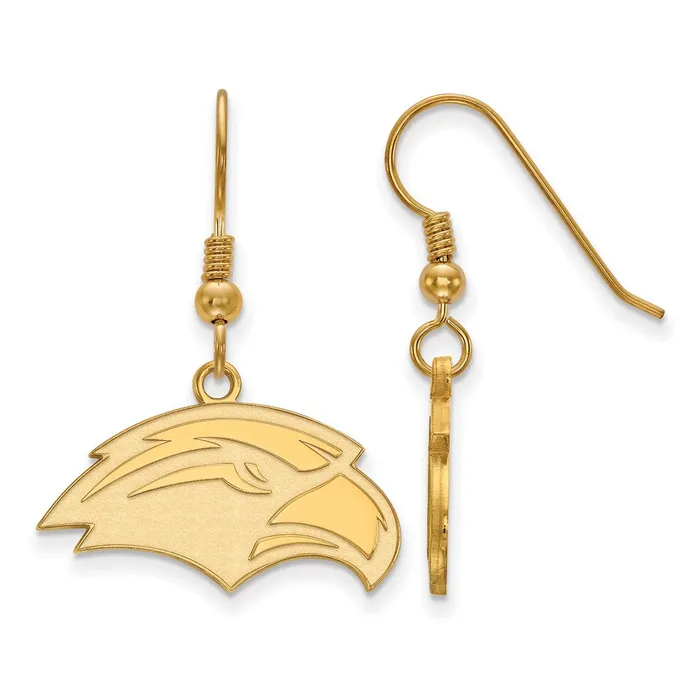 Sterling Silver Goldplated University of Southern Mississippi Eagle Small Dangle Wire Earrings TreasureFineJewelers Earrings Sterling Silver Goldplated University of Southern Mississippi Eagle Small Dangle Wire Earrings TreasureFineJewelers Earrings
